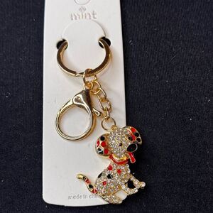 Mint Sparkly Dalmation Dog Keychain/Purse Charm Red